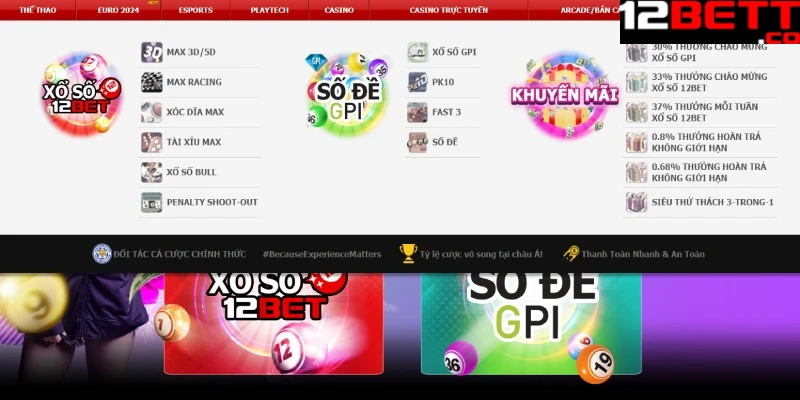 Các sản phẩm đặc sắc có mặt trên xổ số 12Bet Các sản phẩm đặc sắc có mặt trên xổ số 12Bet
